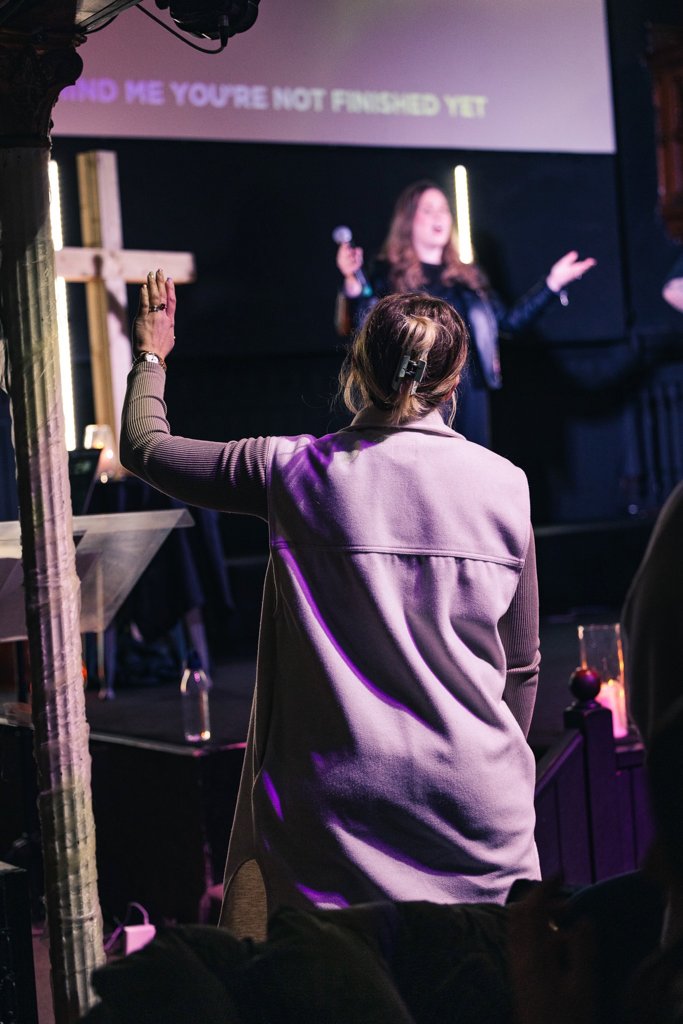 The congregation worshipping together at Saron